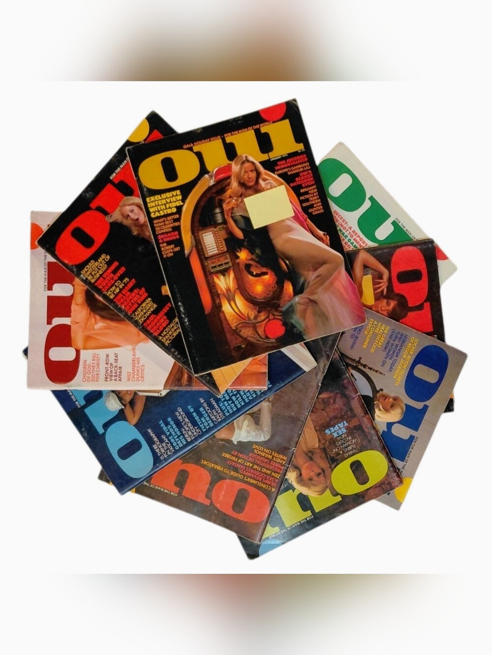 Vintage 1975 OUI Magazine Lot of 9 – Playboy Era Men's Magazine Collection